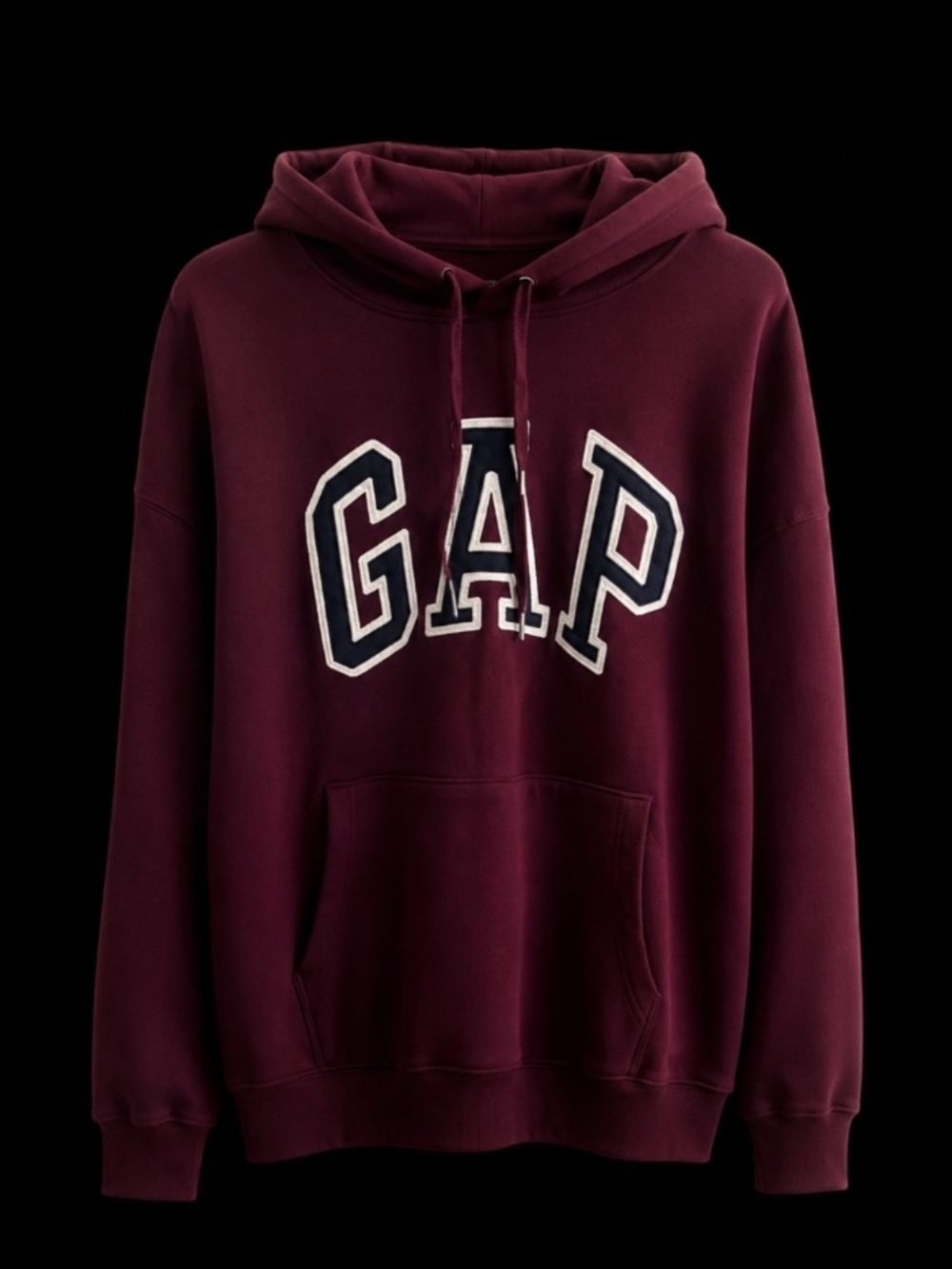 GAP Burgundy Hoodie with Navy & White Logo